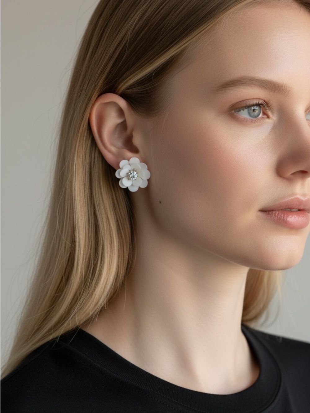 10/4 White Floral Statement Earrings - Women Jewelry